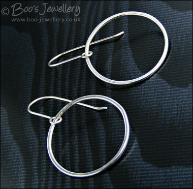 Sterling silver large hammered loop earrings