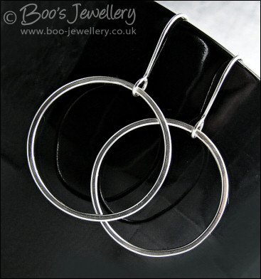 Sterling silver large hammered loop earrings