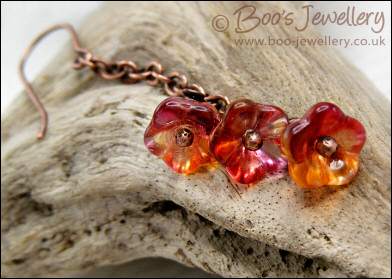 Copper flower cascade chain earrings - made to order