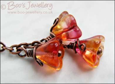 Copper flower cascade chain earrings - made to order