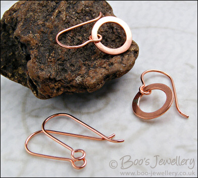 Copper hammered ring earrings - choose your drop