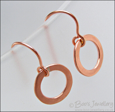 Copper hammered ring earrings - choose your drop