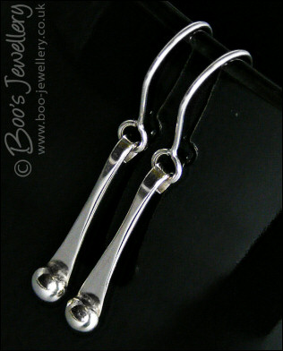 Sterling silver drop earrings with pebbles of solid silver