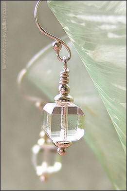 Crystal cube silver earrings