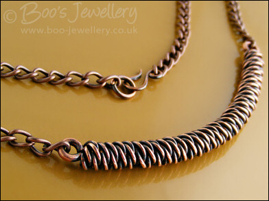 Antiqued copper twisted rope and chain necklace