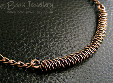 Antiqued copper twisted rope and chain necklace