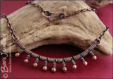 Reserved item - antiqued copper wrapped bud necklace and earrings