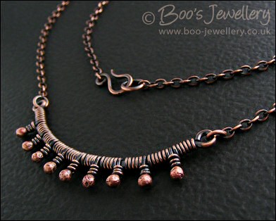 Reserved item - antiqued copper wrapped bud necklace and earrings