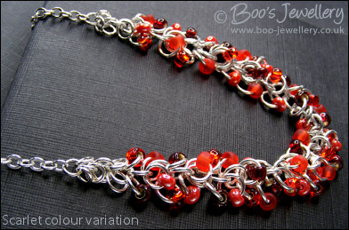 Shaggy Loops beaded necklace and earrings in amber tones