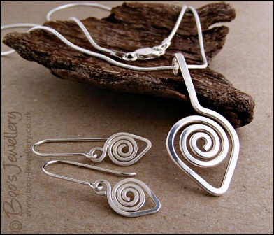 Sterling silver spiral necklace and earring set
