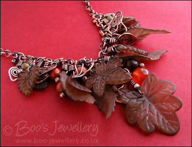 Autumn vine antiqued copper necklace