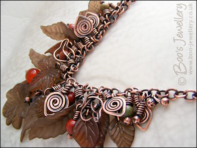 Autumn vine antiqued copper necklace