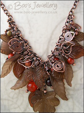 Autumn vine antiqued copper necklace