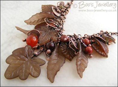 Autumn vine antiqued copper necklace