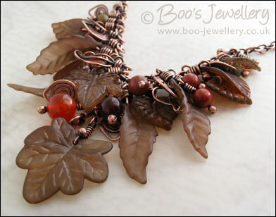 Autumn vine antiqued copper necklace