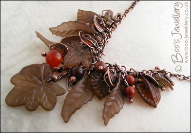 Autumn vine antiqued copper necklace