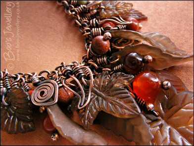 Autumn vine antiqued copper necklace