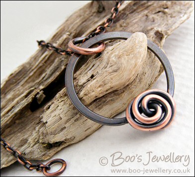 Rosebud knot and circle antiqued copper pendant - made to order