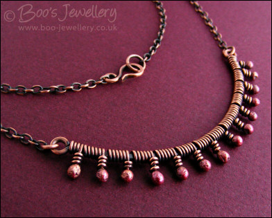 Necklace wrapped with molten rosy copper buds - made to order