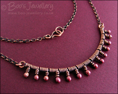 Necklace wrapped with molten rosy copper buds - made to order