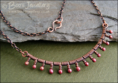 Necklace wrapped with molten rosy copper buds - made to order