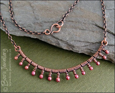Necklace wrapped with molten rosy copper buds - made to order