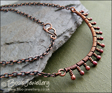 Necklace wrapped with molten rosy copper buds - made to order