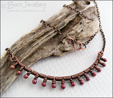 Necklace wrapped with molten rosy copper buds - made to order