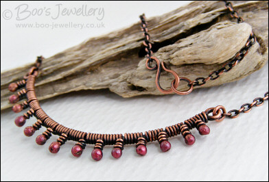 Necklace wrapped with molten rosy copper buds - made to order