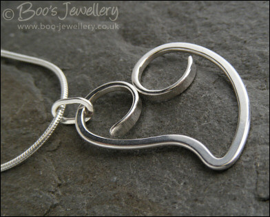 Curly Sterling silver heart pendant on snake chain