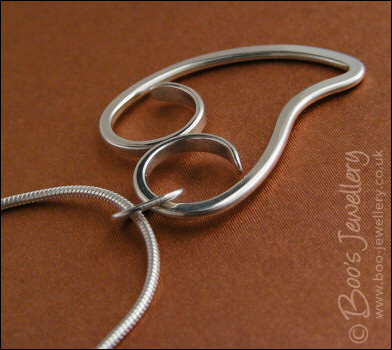 Curly Sterling silver heart pendant on snake chain