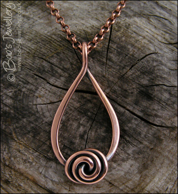 Rosebud knot teardrop loop pendant - made to order