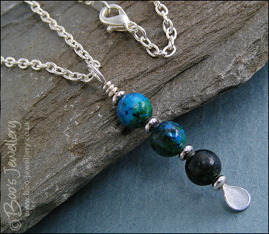 Chrysocolla and Sterling silver pendant