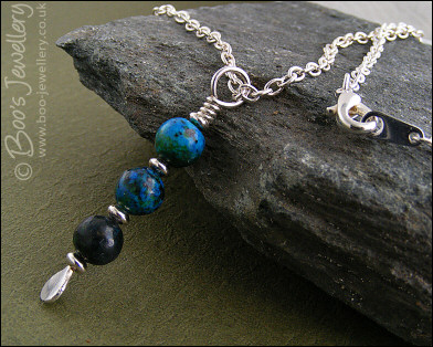 Chrysocolla and Sterling silver pendant