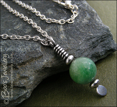Serpentine Jade silver pendant - Hand Crafted Jewellery by Boo