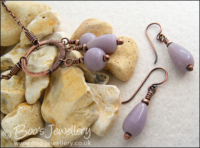 Lavender glass circle necklace set