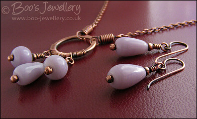 Lavender glass circle necklace set