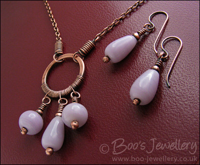 Lavender glass circle necklace set
