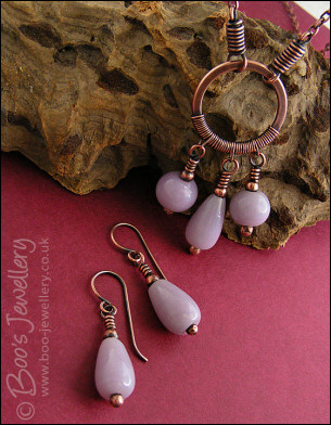 Lavender glass circle necklace set