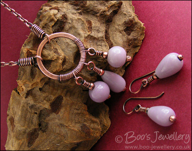 Lavender glass circle necklace set