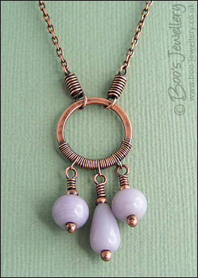Lavender glass circle necklace set