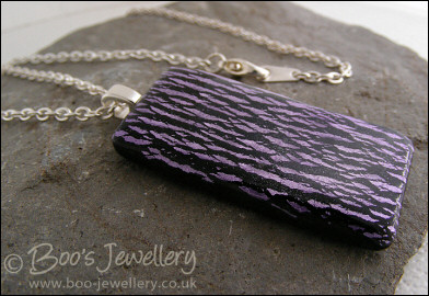 Purple faux dichroic glass style polymer clay pendant