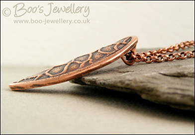 Fir cone textured copper clay pendant on chain