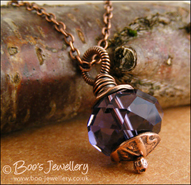 Large amethyst faceted crystal pendant on chain
