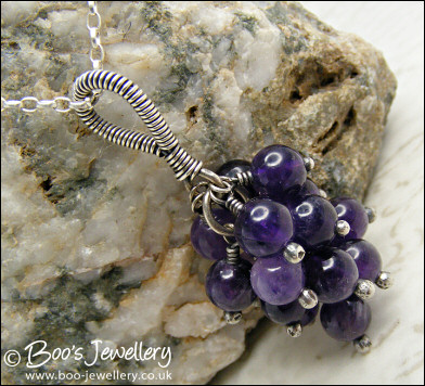 Amethyst and Sterling cluster necklace and earrings
