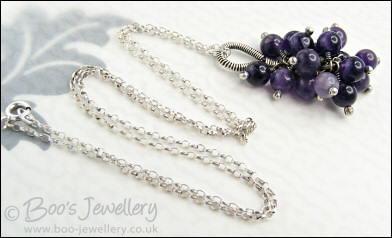 Amethyst and Sterling cluster necklace and earrings