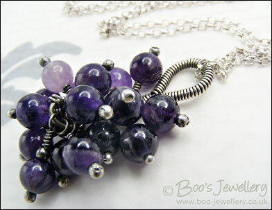 Amethyst and Sterling cluster necklace and earrings