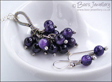 Amethyst and Sterling cluster necklace and earrings