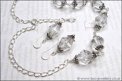 Crystal bicone and Tibetan silver necklace set
