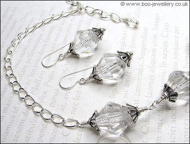 Crystal bicone and Tibetan silver necklace set